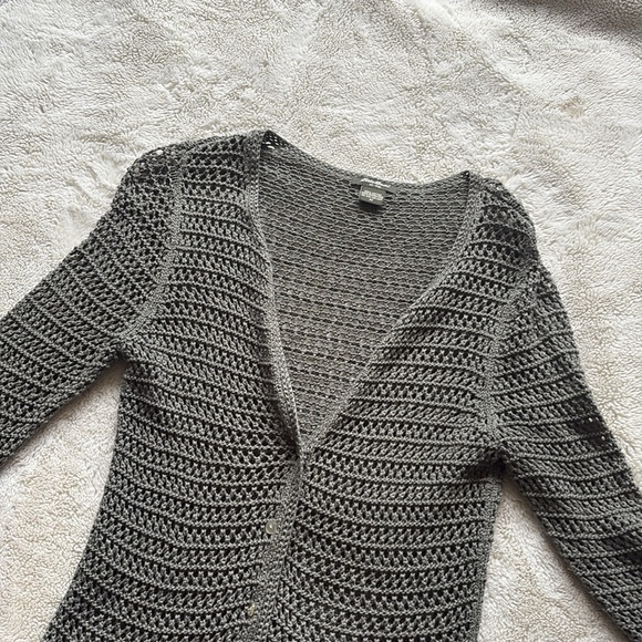 Eddie Bauer Crochet Knit Button-Up Top | Boho Coastal Grandma Core Size Medium - Picture 2 of 6